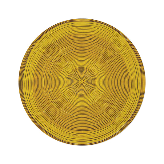 Yellow Circle Art Design - Round Rug