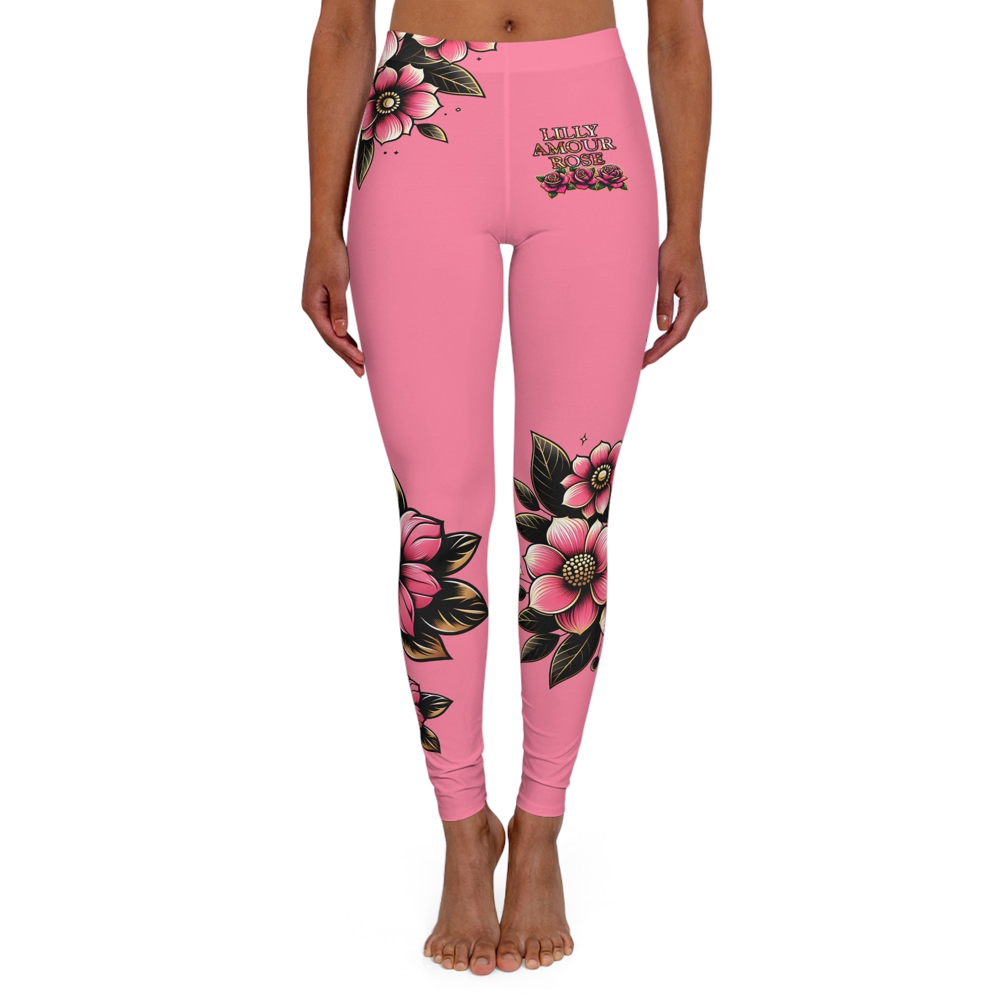 Lilly Amour Rose - Women's Spandex Leggings Pink