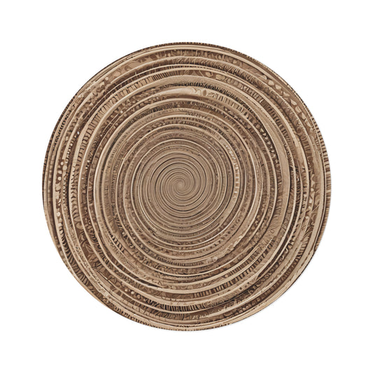 Spiral Sand & Brown Design - Round Rug