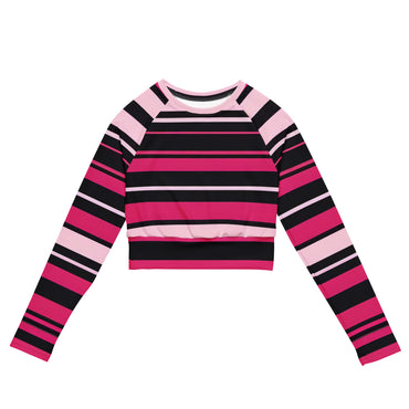 Pink with Stripes long-sleeve crop top