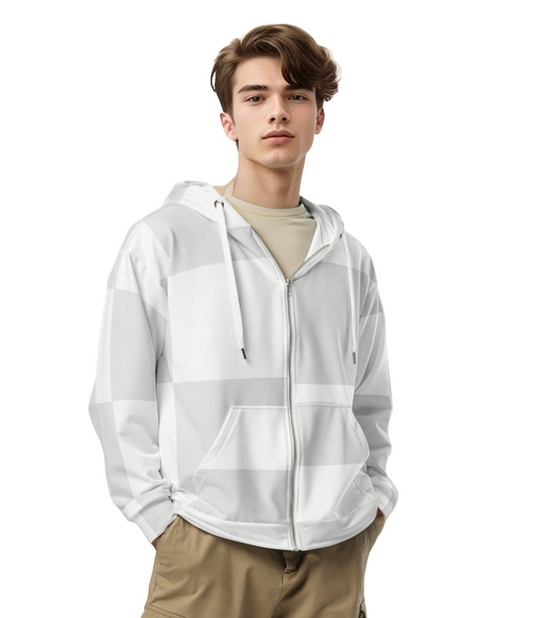 Premium Men's zip hoodie with Square Prints