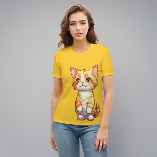 Premium Orange Cat Yellow Women's T-shirt