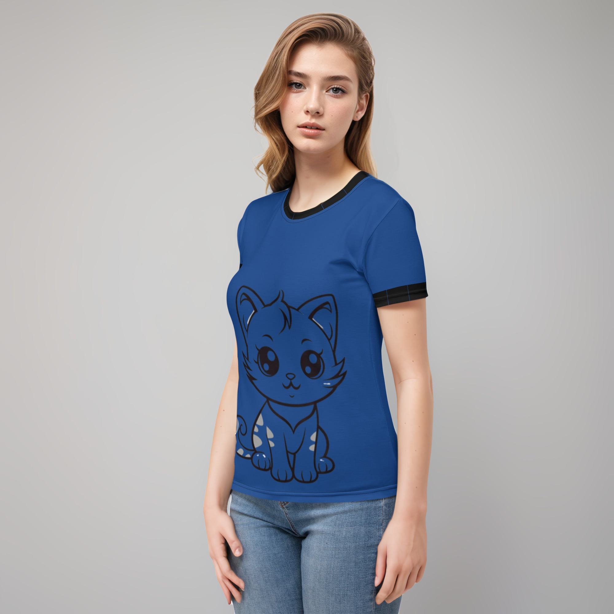 Premium Royal Blue Kitty Women's T-shirt